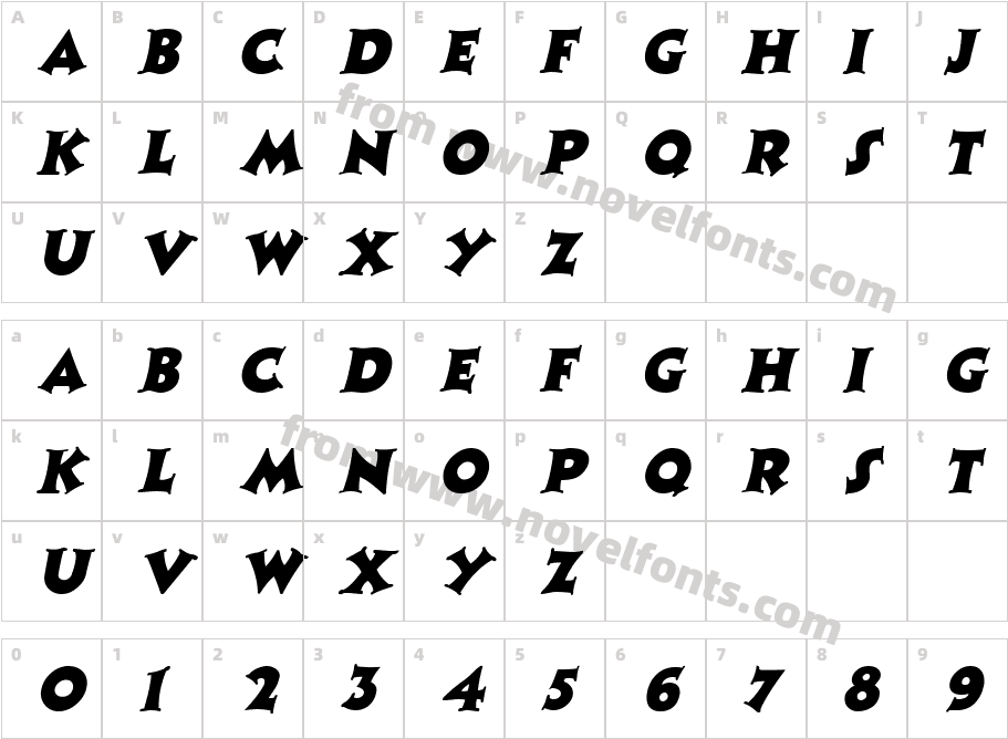 CoasterItalicCharacter Map