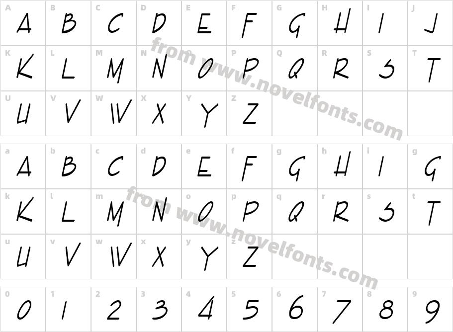 Enview Thin ItalicCharacter Map