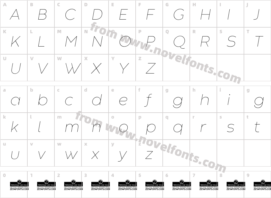 CodecWarmTrial-ThinItalicCharacter Map