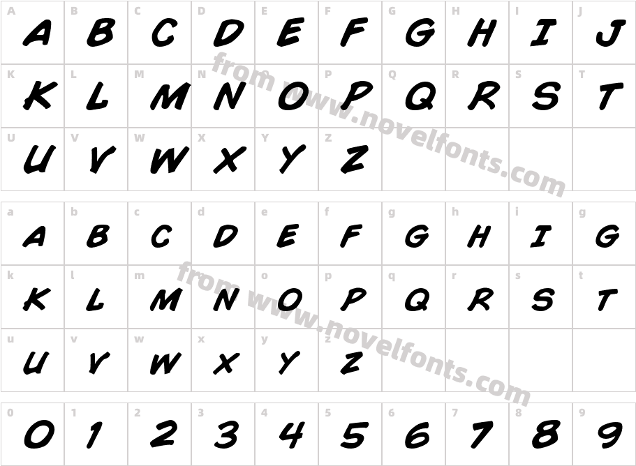 ComicBook-BoldItalicCharacter Map