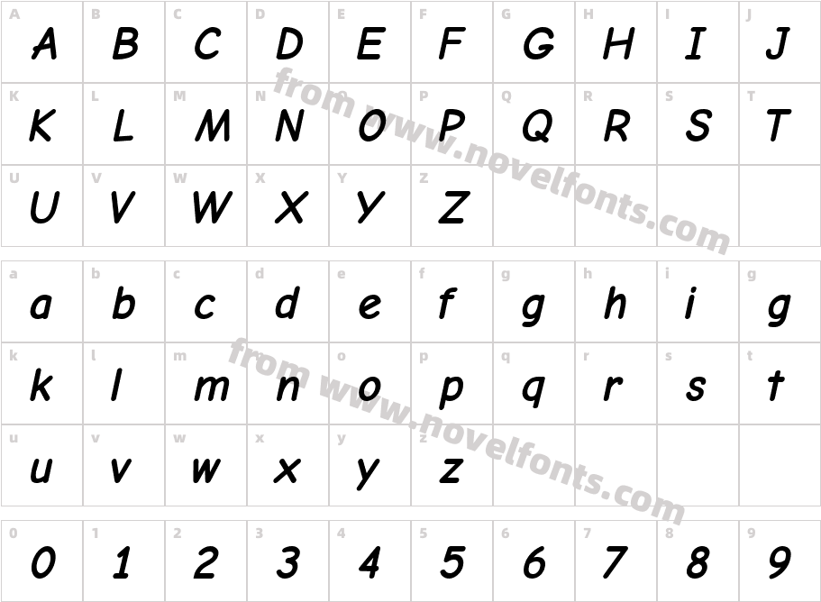 ComicNeue-BoldObliqueCharacter Map