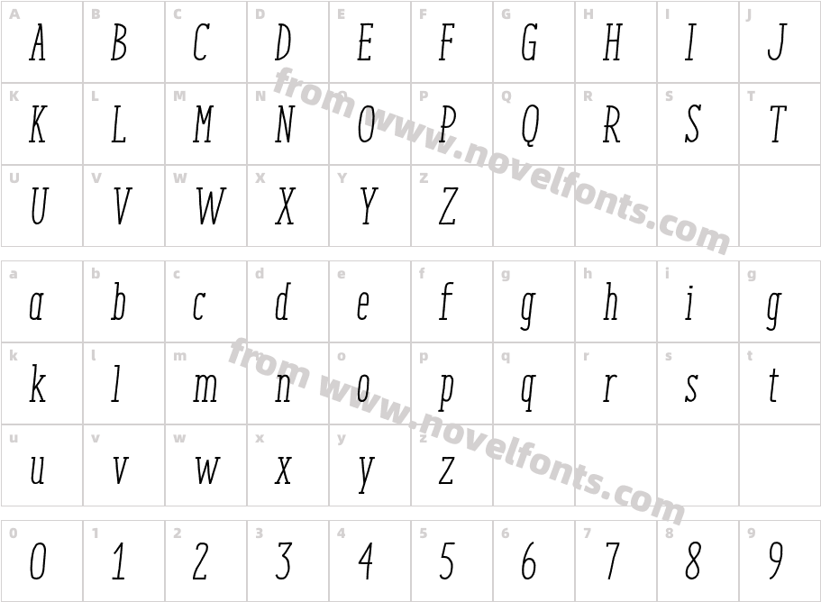 Enyo Slab Regular ItalicCharacter Map