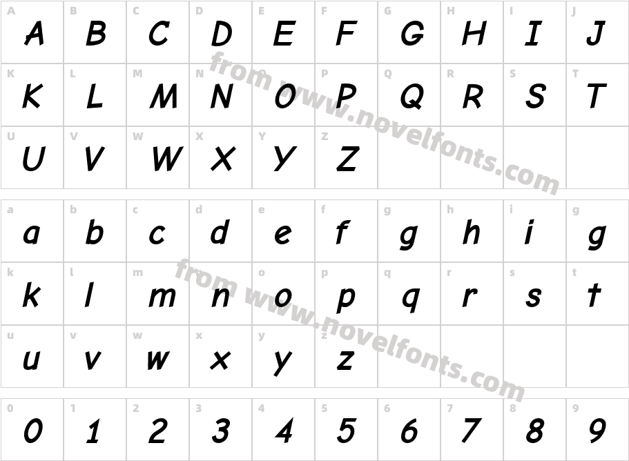 ComicNeueAngular-BoldObliqueCharacter Map