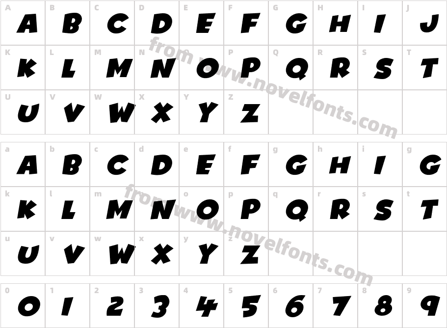 Comics Deluxe ItalicCharacter Map