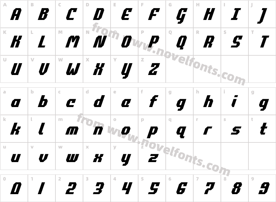 CommonwealthCondensedItalicCharacter Map