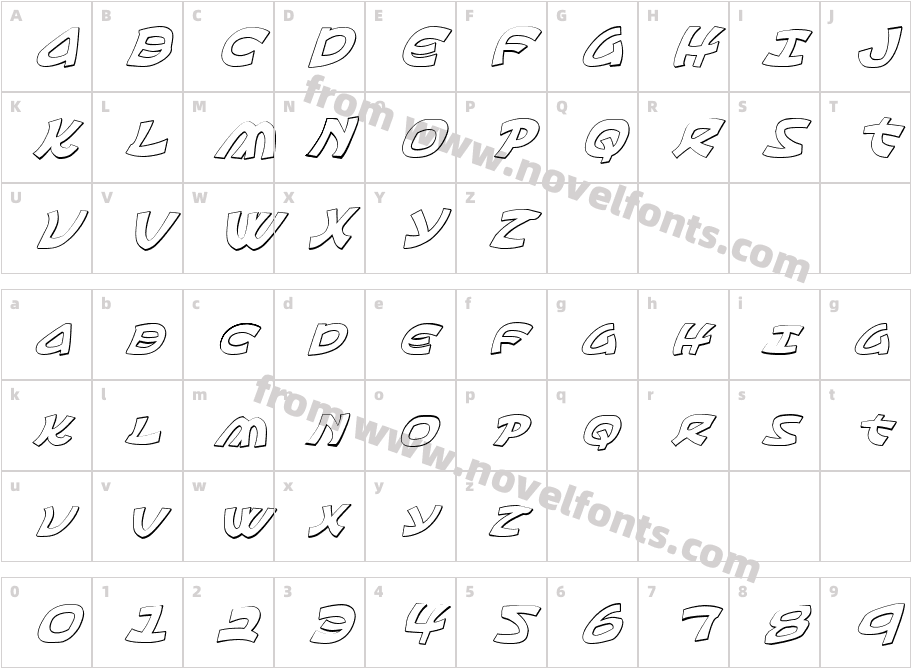 Ephesian 3D ItalicCharacter Map