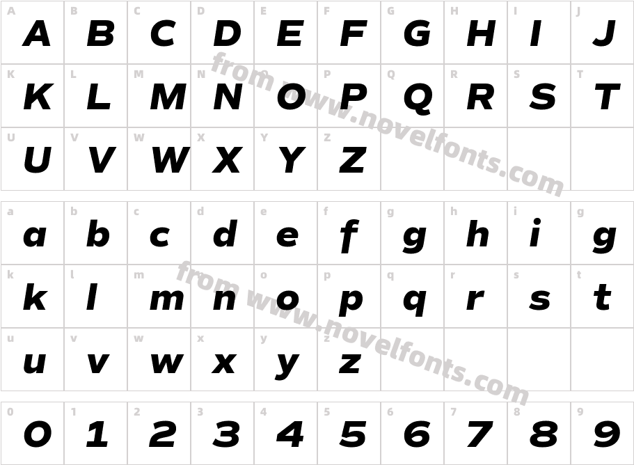 Commuters Sans Extra Bold ItalicCharacter Map