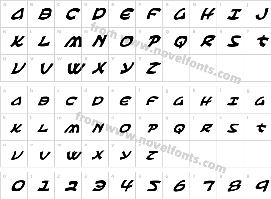 Ephesian ItalicCharacter Map