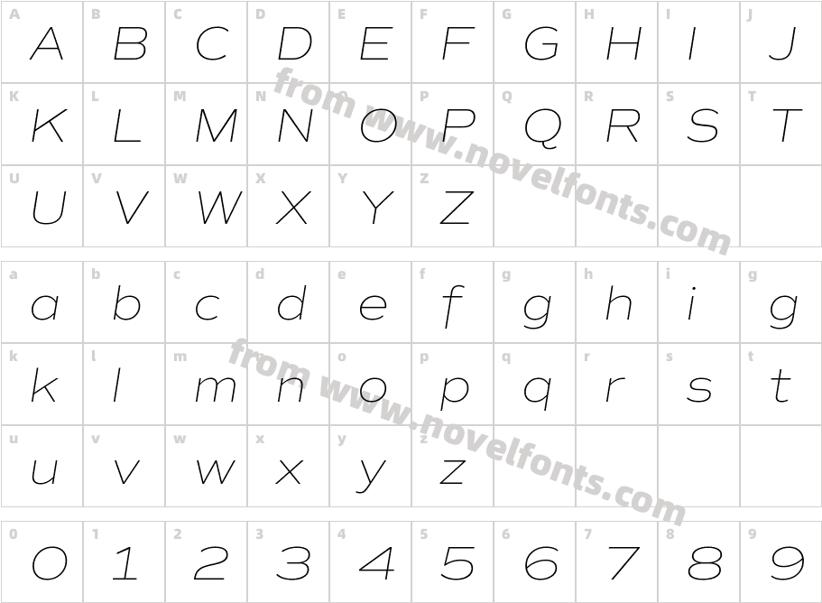 Commuters Sans Thin ItalicCharacter Map