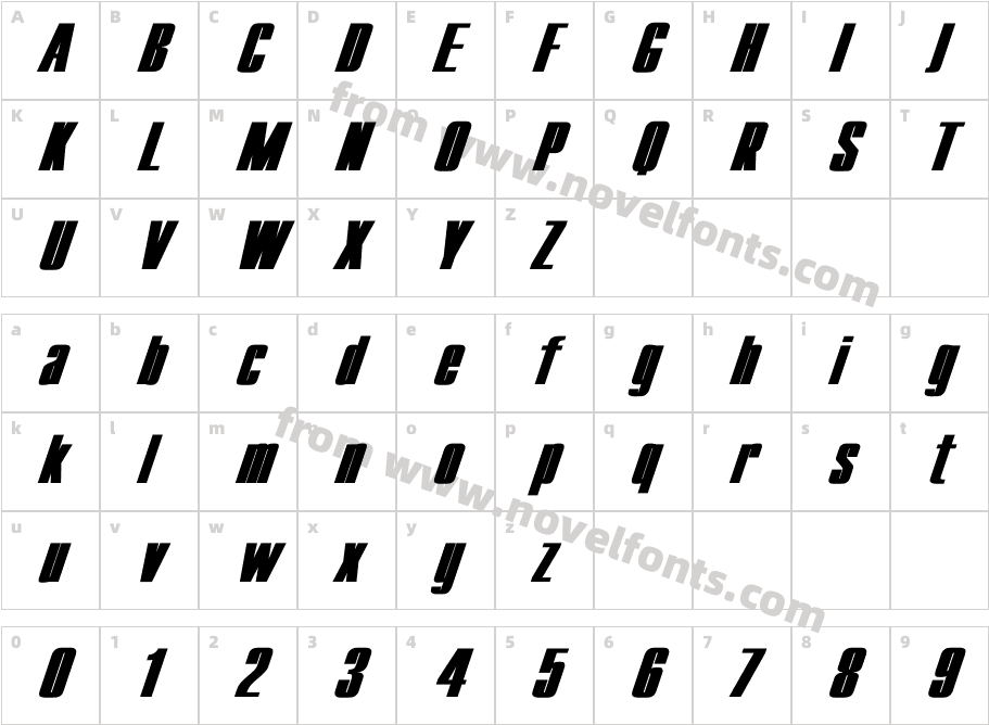 CompactWd-BoldItalicCharacter Map