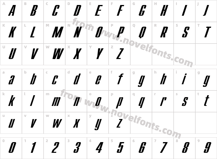 CompactWd-ItalicCharacter Map