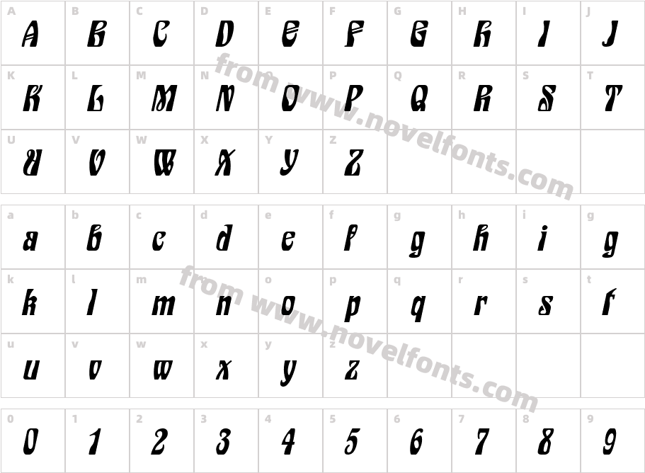 Epic Wide ItalicCharacter Map