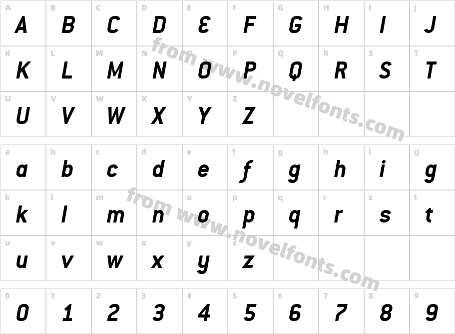 ConduitITCTTBoldItalicCharacter Map