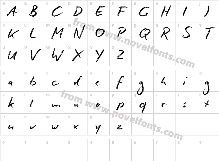 Conté Script reducedCharacter Map