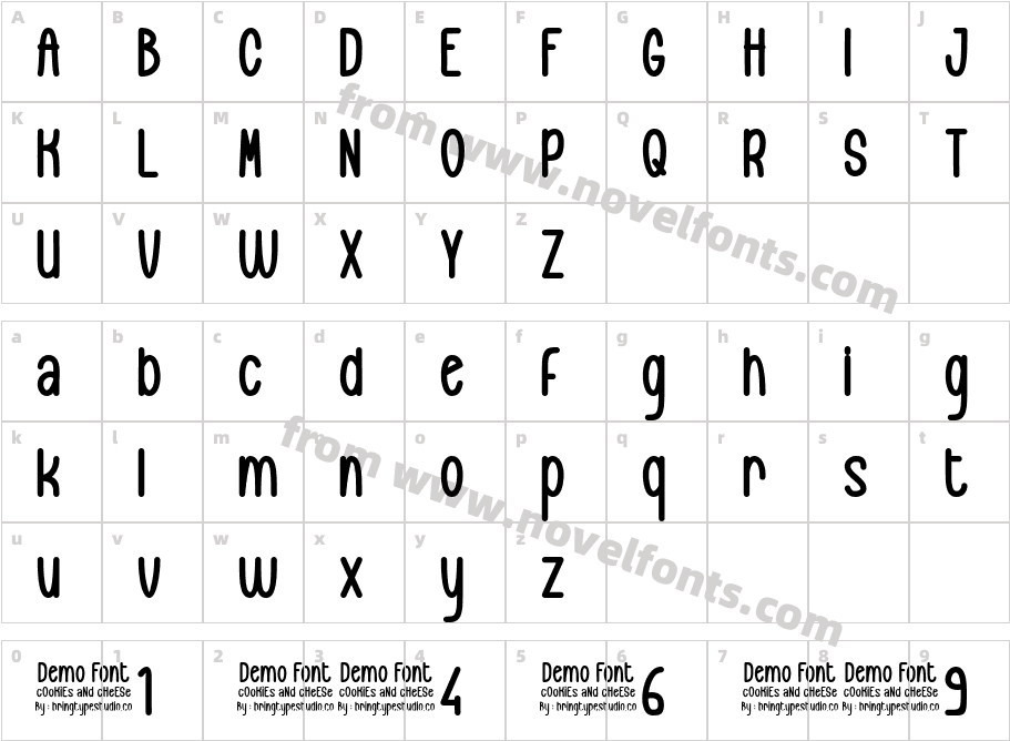 Cookies and Cheese BoldCharacter Map