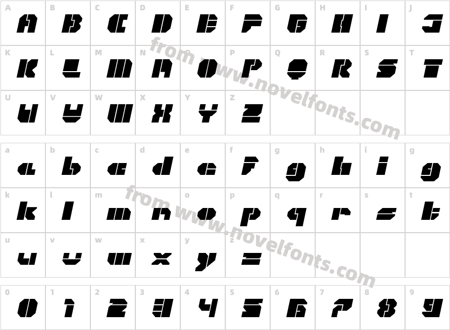 CorTen-OpenFatItalicCharacter Map