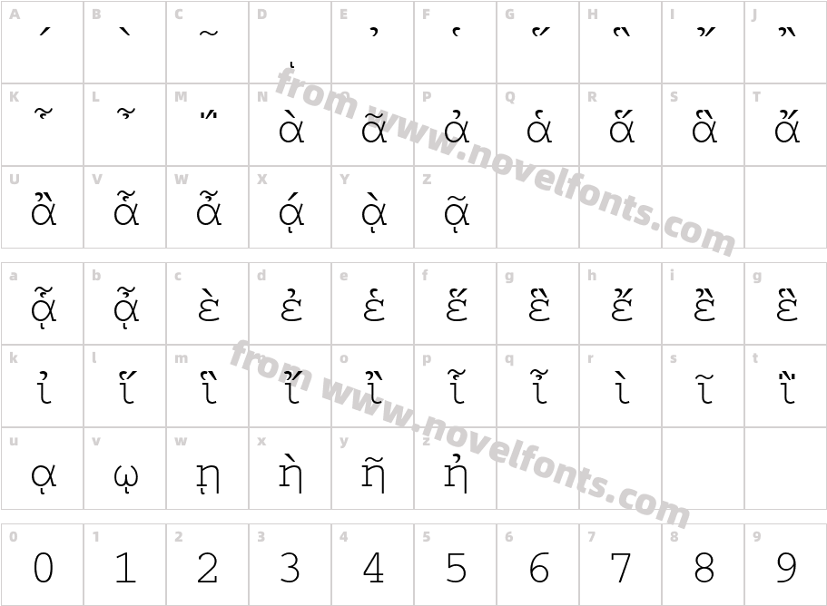 CourierPGCharacter Map