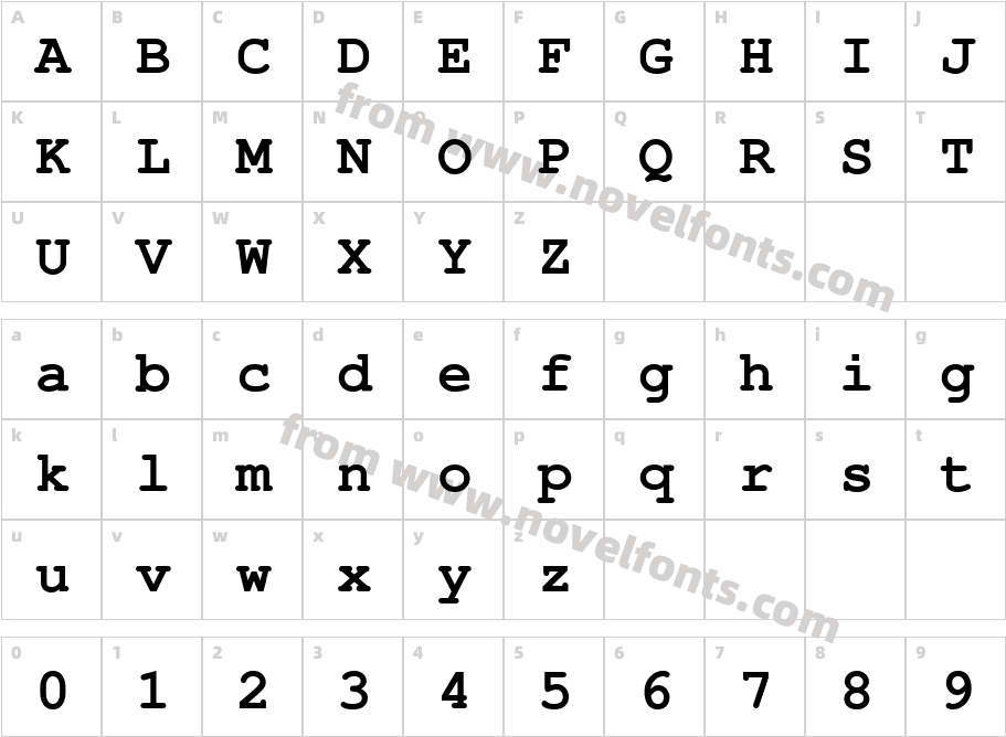 CourierPSBoldCharacter Map