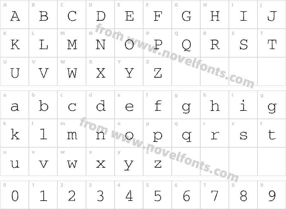 CourierRoughCCharacter Map