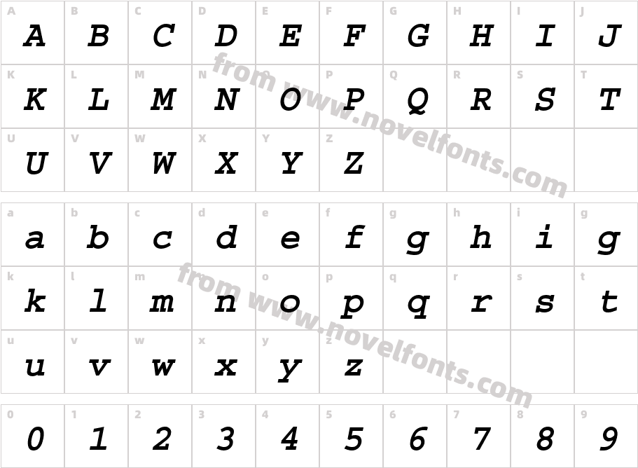 CourierStd-BoldObliqueCharacter Map