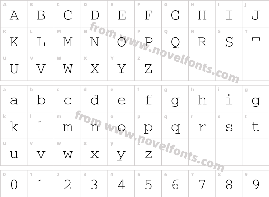 CourierTCharacter Map