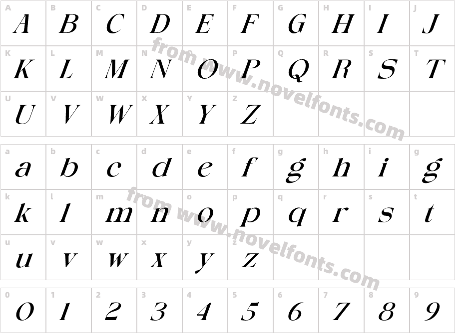 Cralika ItalicCharacter Map