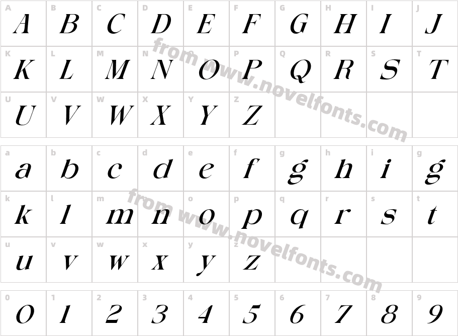 Cralika ItalicCharacter Map