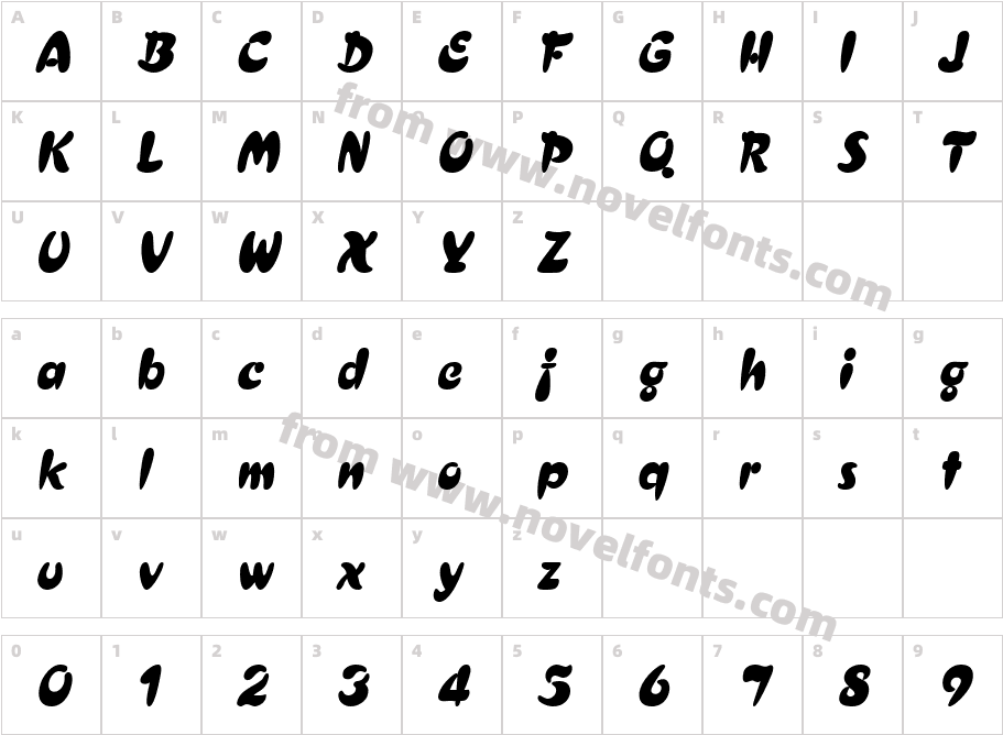 CressidaItalicCharacter Map