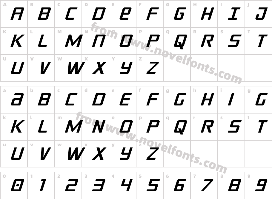 CrixusExpandedItalicCharacter Map