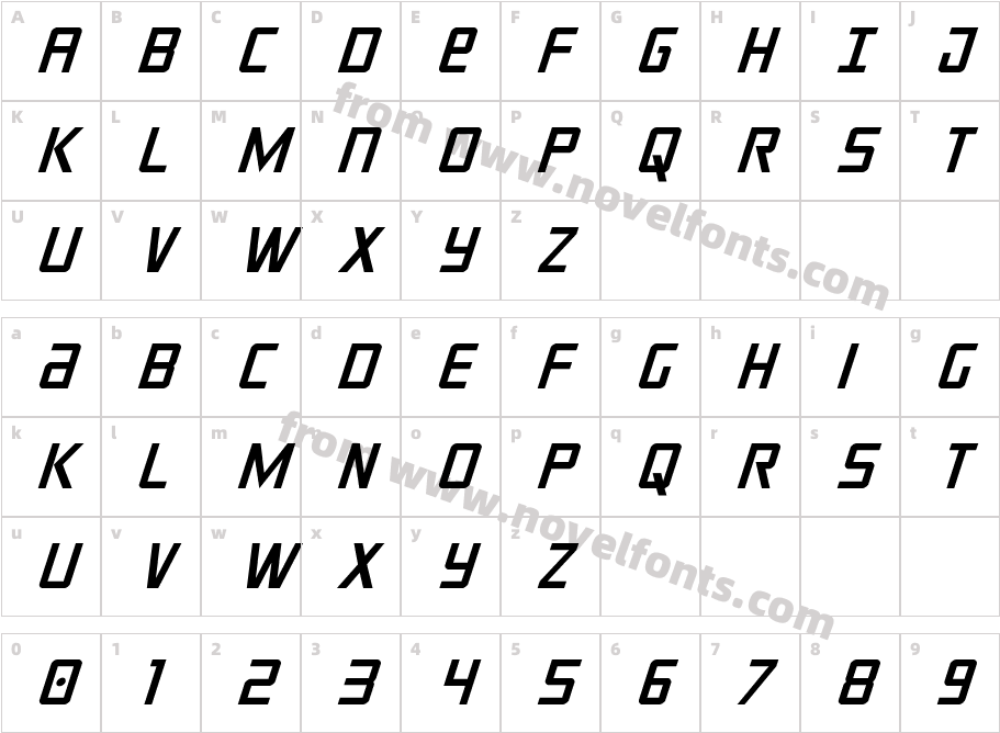 CrixusItalicCharacter Map