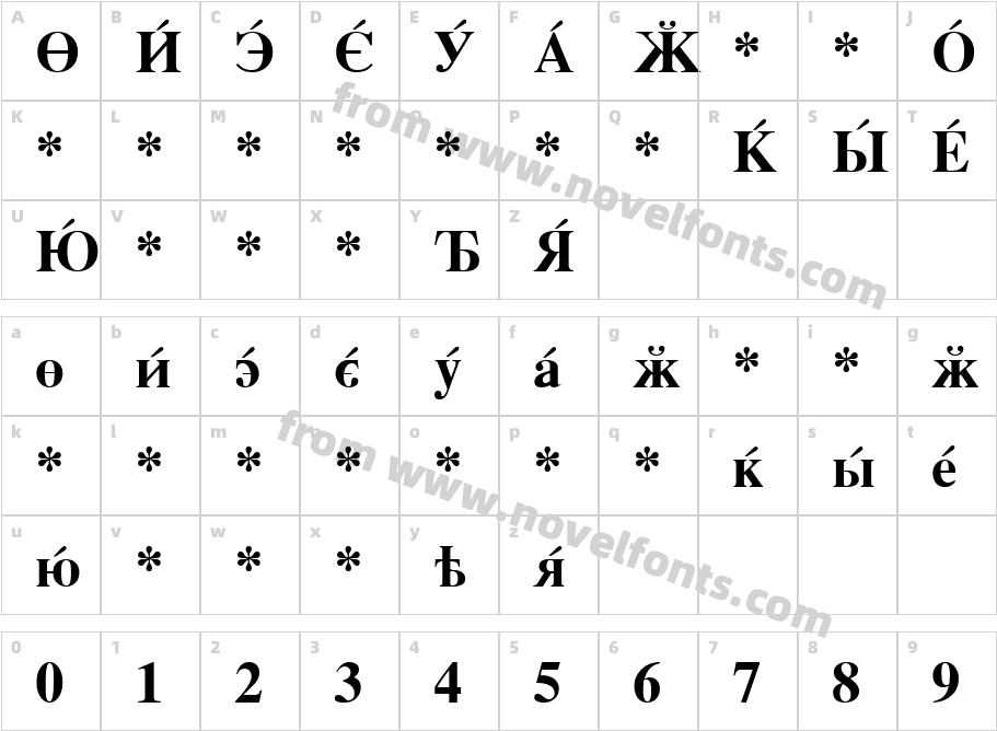 CyrillicSerif-BoldCharacter Map