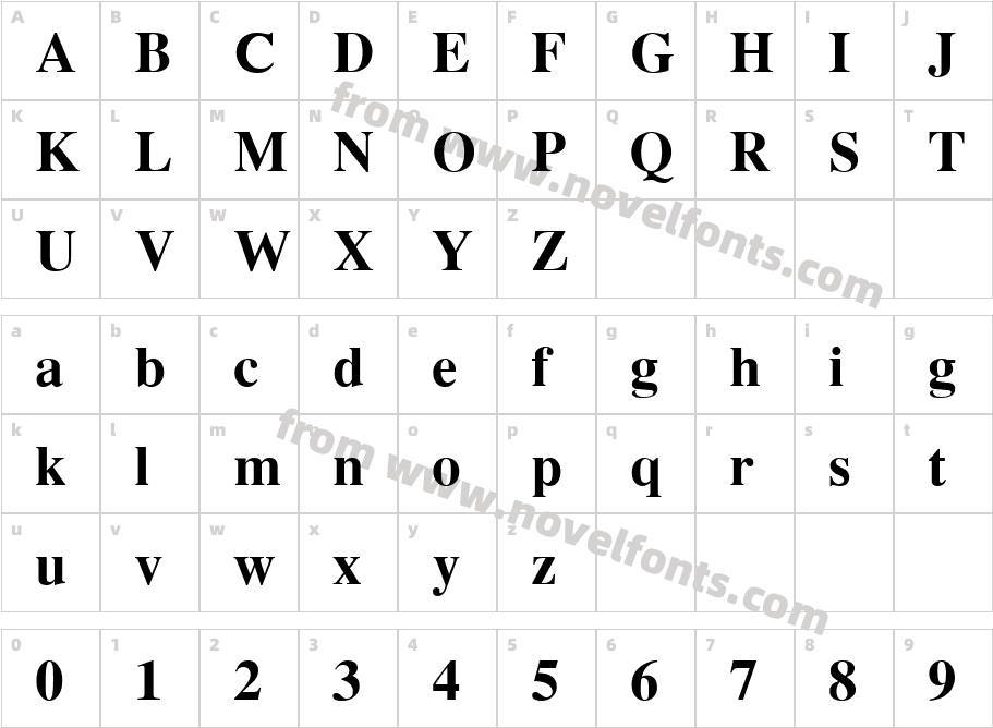 CyrillicTimesBoldCharacter Map