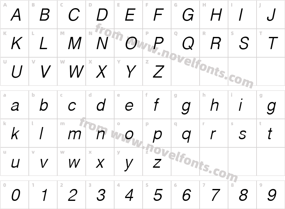 Cyrvetica-ExtraLightObliqueCharacter Map