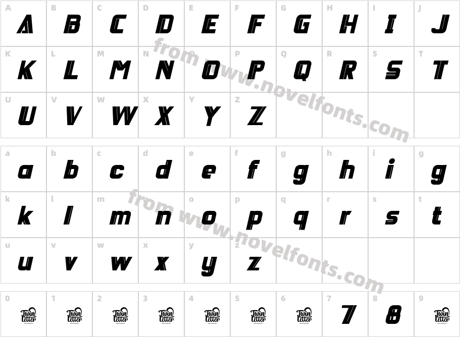 DEICHO-BlackSlantedCharacter Map