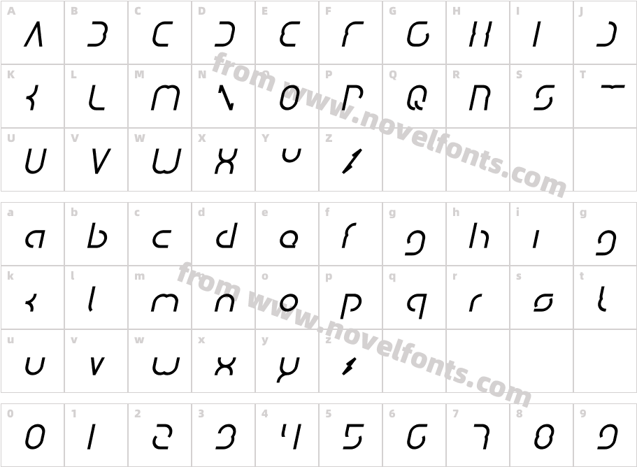 DISMECHA-BoldItalicCharacter Map