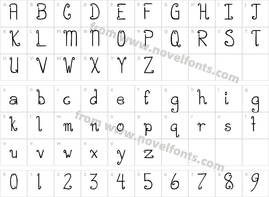 DJB CURLIE WURLIECharacter Map