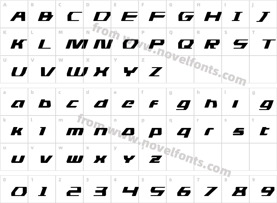 DSmanExpandedItalicCharacter Map