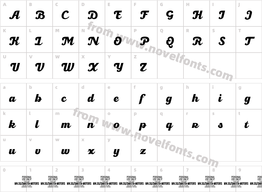 Dakota Motors PERSONAL USE RegularCharacter Map