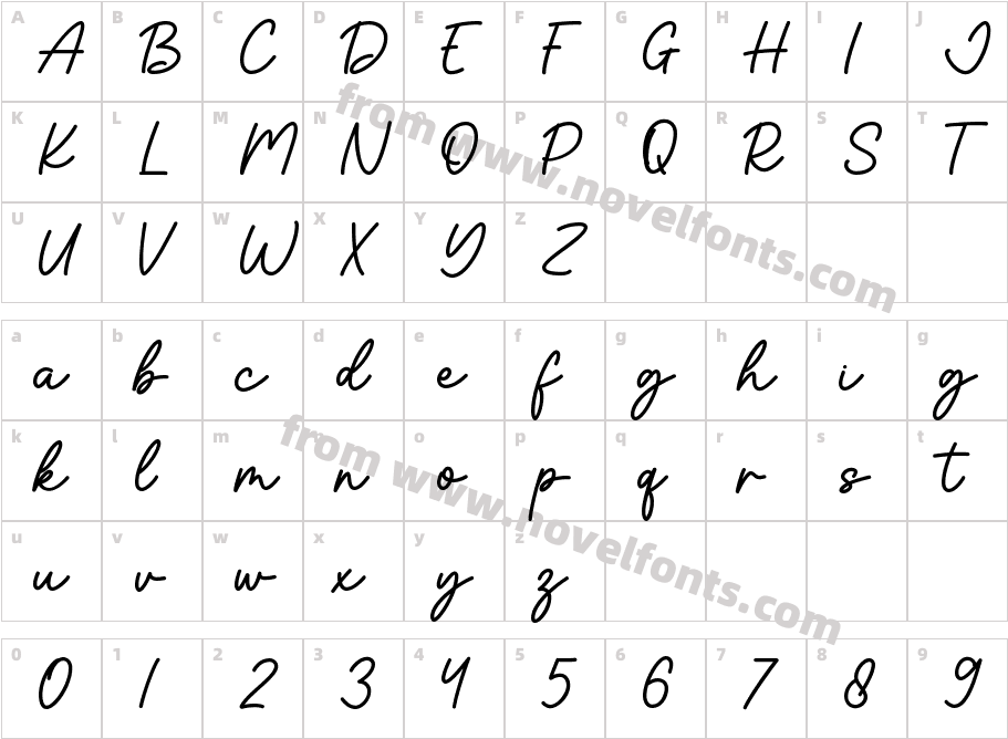 DanitaRegularCharacter Map