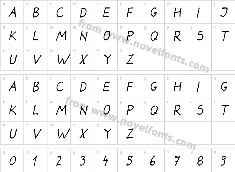 Darbog-ItalicCharacter Map