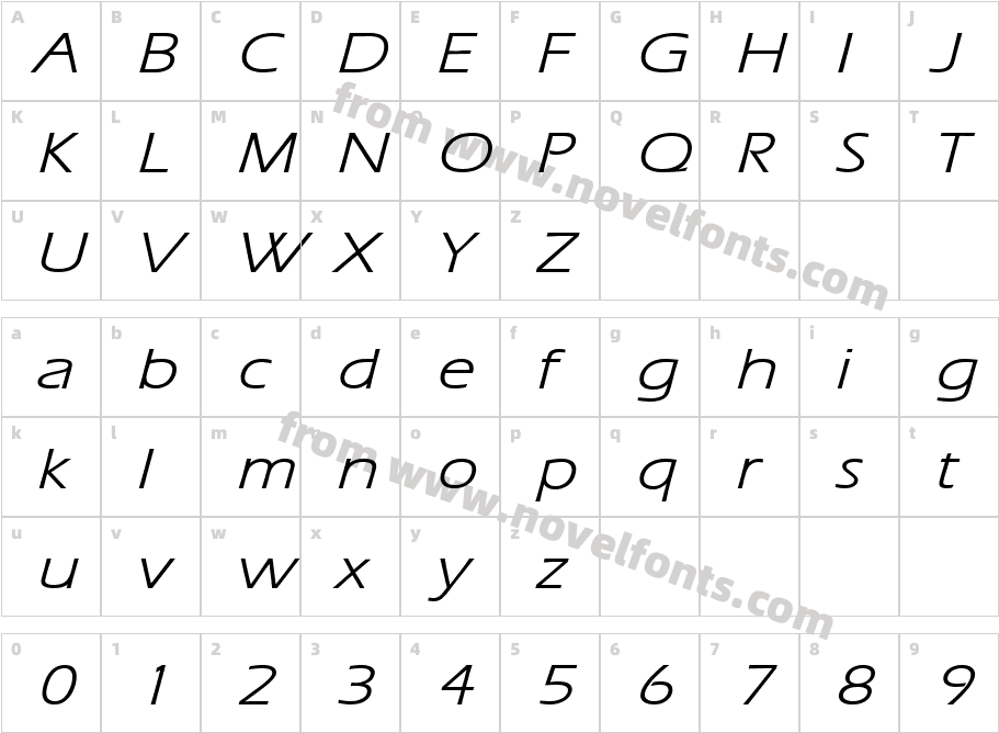 Eric Lite Extended BoldItalicCharacter Map