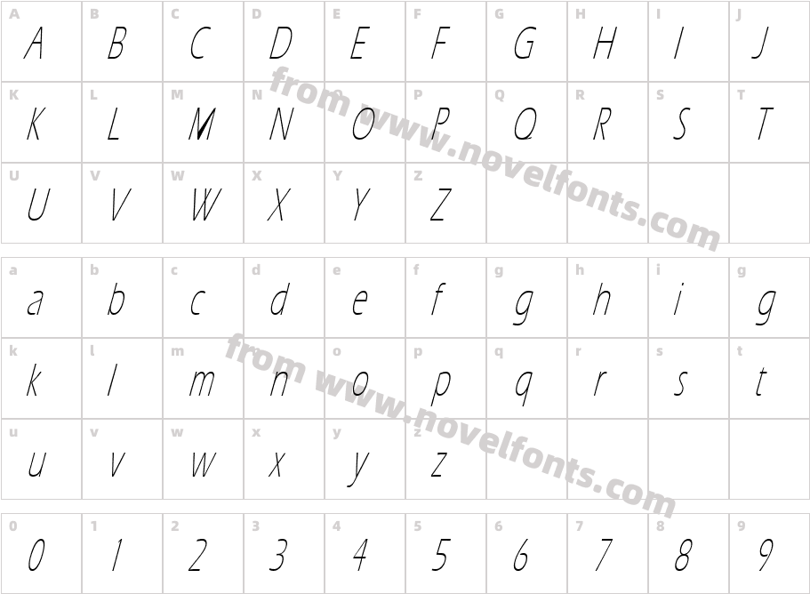 Eric Lite ItalicCharacter Map