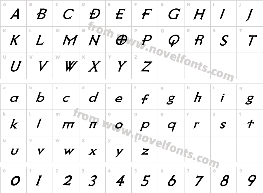 Death Record ItalicCharacter Map