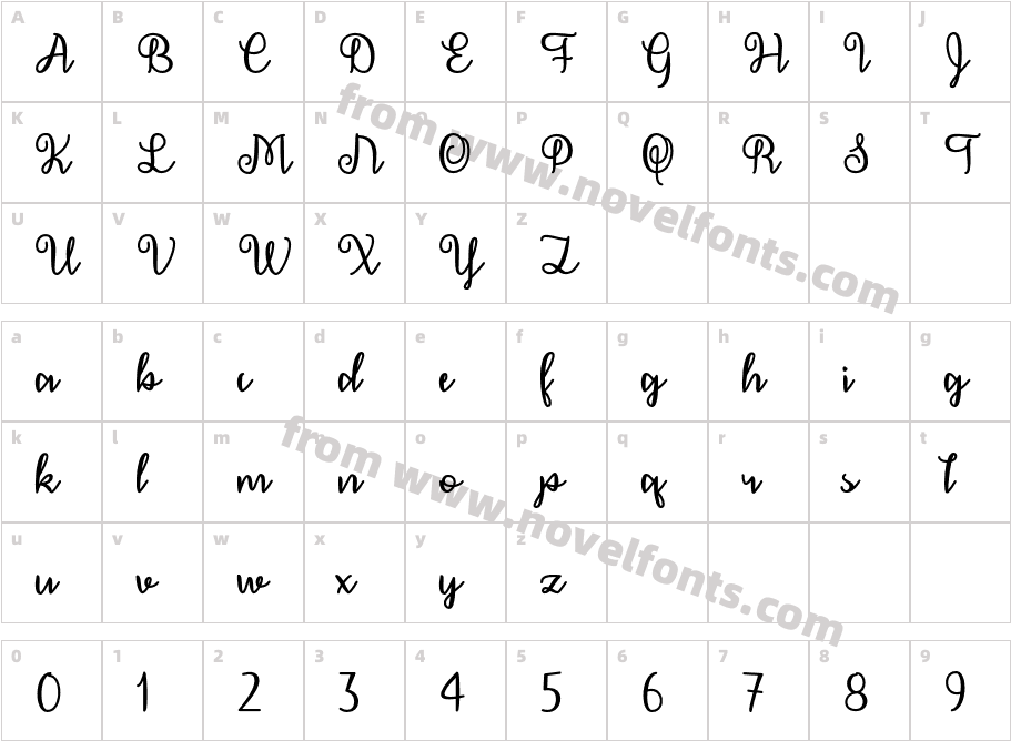 DecemberCalligraphyCharacter Map