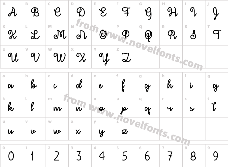 DecemberSkyFontCharacter Map