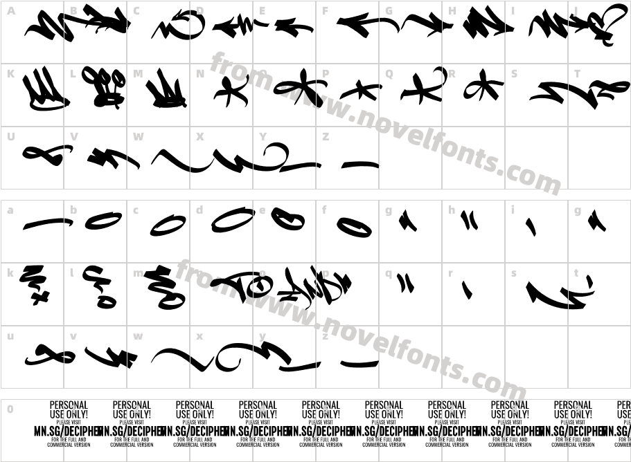 Decipher Symbols PERSONAL USE RegularCharacter Map