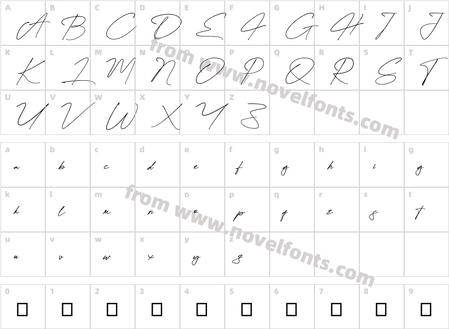 Dellany Signature Regular Personal Use OnlyCharacter Map