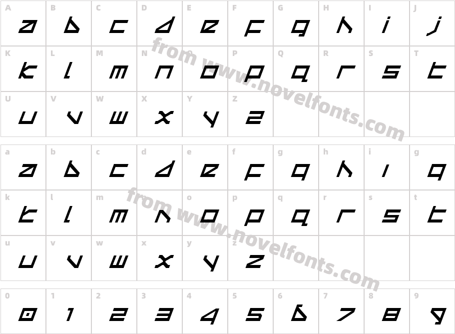 DeltaRayItalicCharacter Map