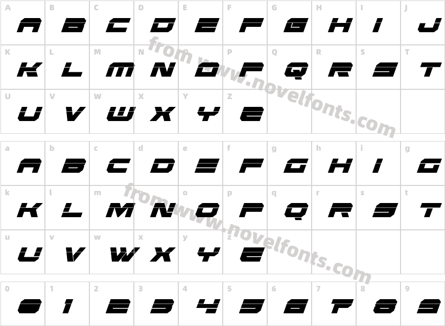 Eridanus Condensed Laser ItalicCharacter Map