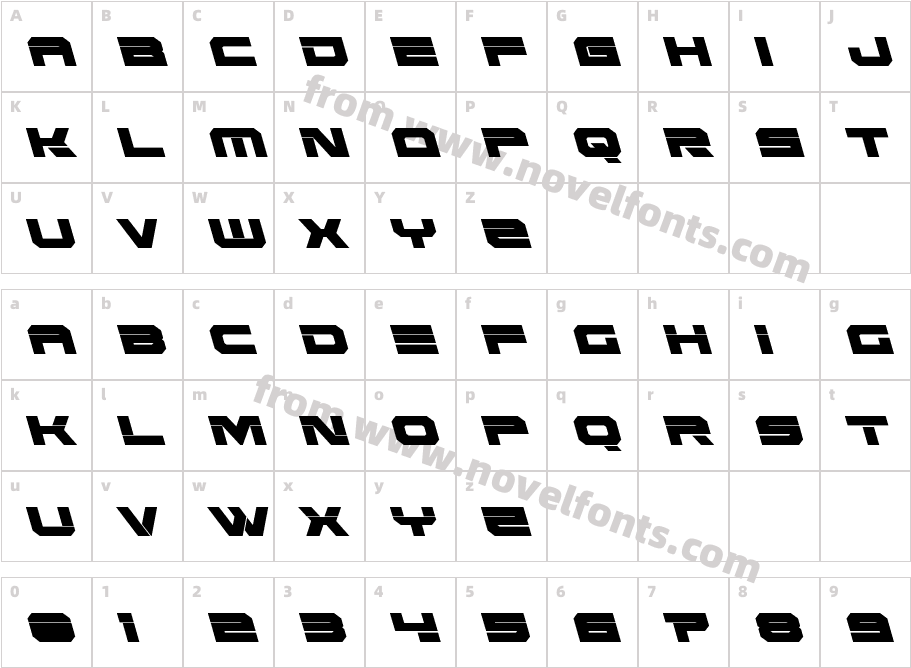 Eridanus Condensed LeftalicCharacter Map